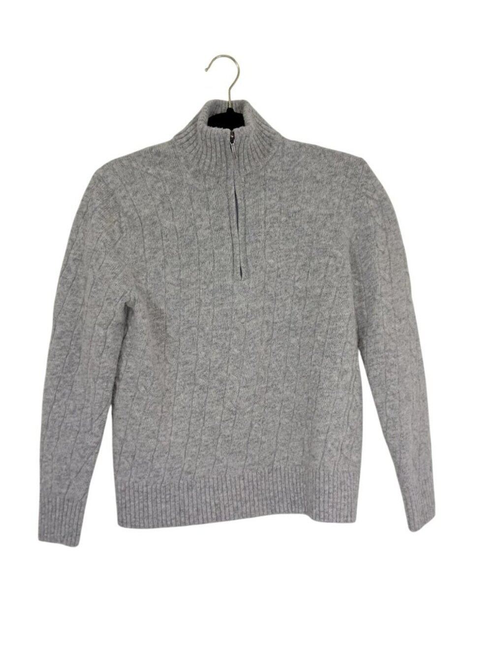 Brooks Brothers Gray Cable Knit Wool Half-Zip Sweater Womens Size M